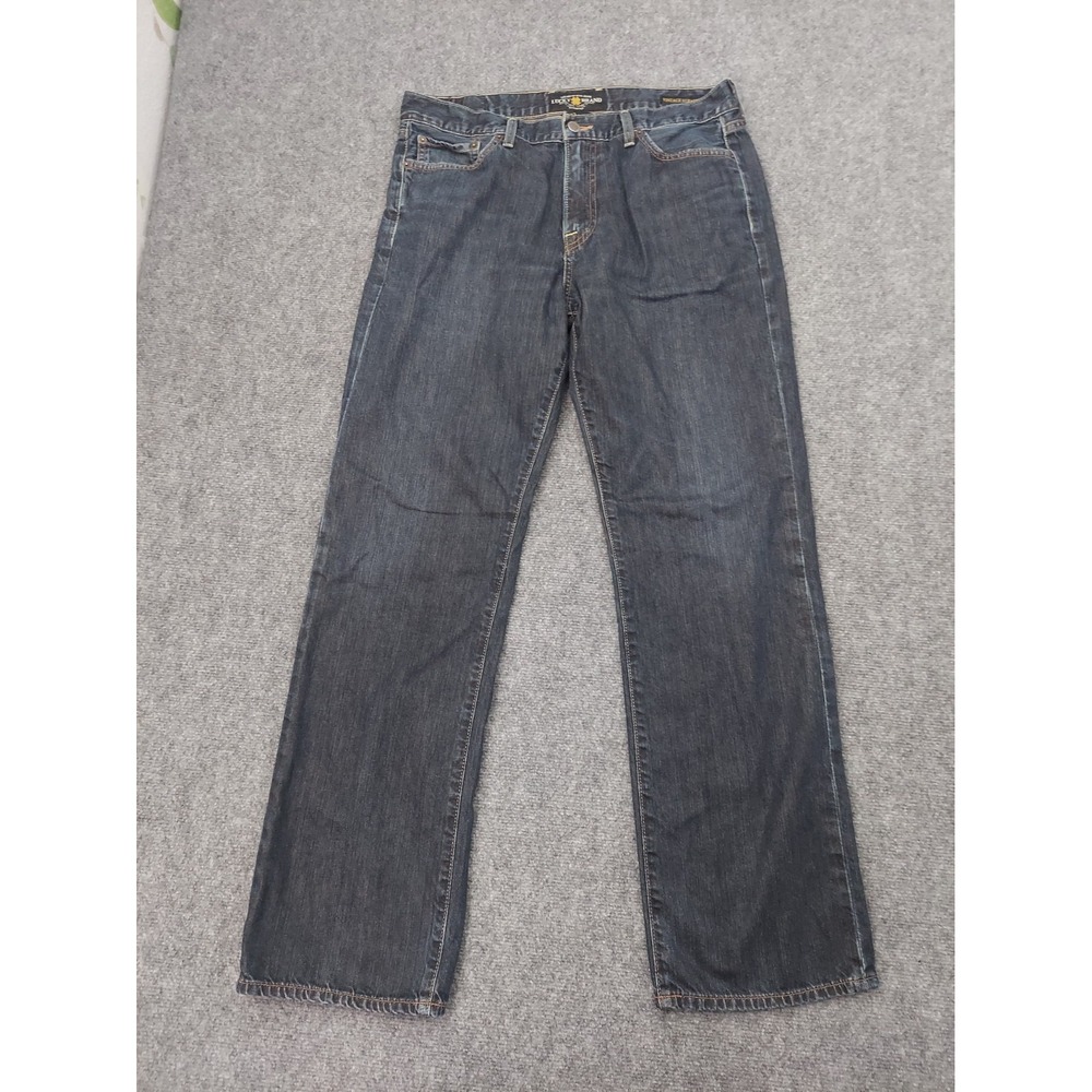 Lucky Brand Jeans Mens 33x32 Blue Vintage Straight Dark Wash Cotton Denim